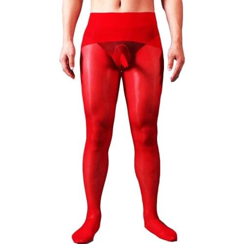 Sexy Men Stocking Gay Super Shiny Glossy 360 Seamless Penile Sheath Stretch Pantyhose Slimming Male Sissy Erotic Underwear