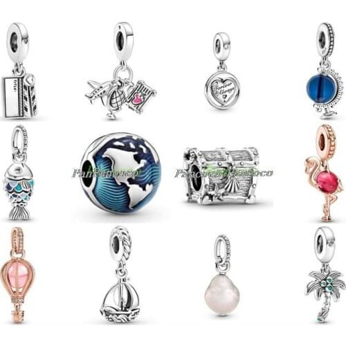 Authentic 925 Sterling Silver Blue Globe Clip Charm Bead Fit Pandora Bracelet & Necklace Jewelry