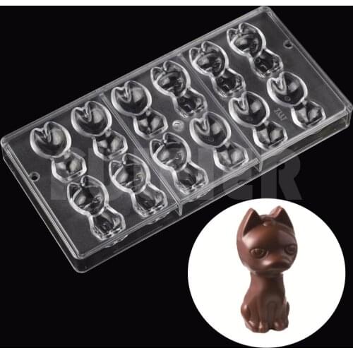 DIY Cat Shape Polycarbonate Chocolate Mold Wholesale Chocolate Candy Mold Confectionery Baking Tools