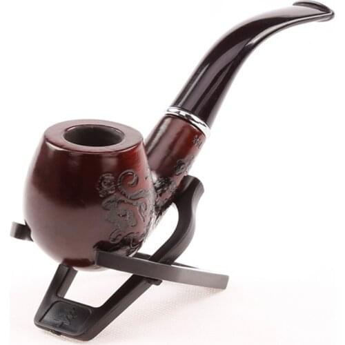 Durable Wood Pipes Chimney Double Filter Smoking Pipe carving Herb Tobacco Pipes Cigar Narguile Grinder Smoke Mouthpiece
