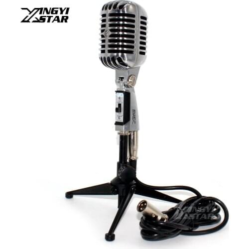 Professional Wired Vintage Microphone Holder Dynamic Mic & XLR Male to Female Cable For Singer KTV Karaoke Audio Mixer Amplifier