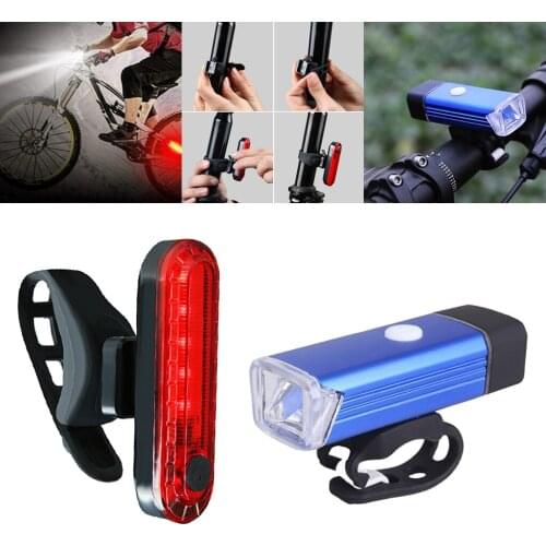 USB Front Light Back Taillight IPX6 Waterproof Torch Bike Headlight