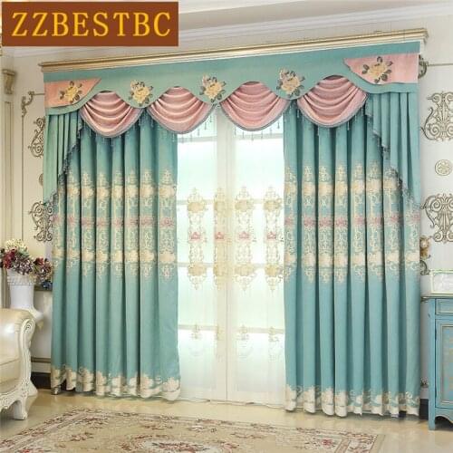 European Style Luxury Custom Embroidered Curtains For Bedroom With High Quality Tulle Valance Curtains For Living Room Windows