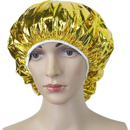 Shower Cap Heat Insulation Aluminum Foil Insulation Hat Elastic Bathing Cap For Women Hair Salon Bathroom Hairdressing Salon