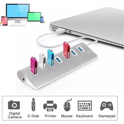 7 Ports Aluminum Multi USB 3 3.0 USB HUB High Speed USB Splitter Card Reader 5Gbps For PC Laptop Mac MacBook Pro Free Shipping