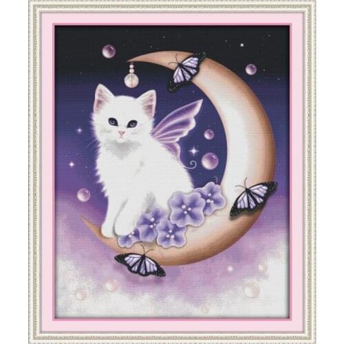 Joy Sunday Cross Stitch Angel Of The Moon Counted Printed on Canvas 11CT14CT DIY Embroidery Needlework Kits DMS Cross Stitch