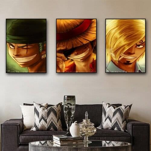 Japanese Anime Canvas Painting One Piece Posters and Prints Print Mural Picture Childrens Room Wall Triplet Decorative Painting