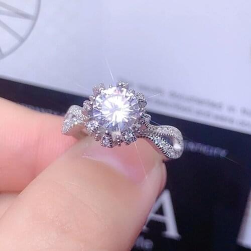 CoLife Jewelry Silver Gemstone Engagement Ring 1ct D Color Moissanite Ring 925 Silver Moissanite Jewelry Gift for Girl