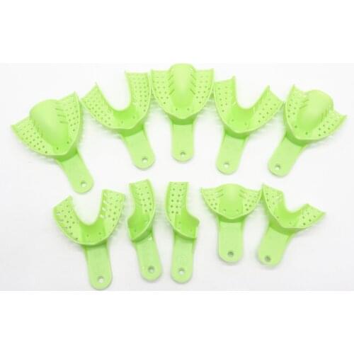 Dental Oral Care Green Plastic Impression Trays 10pcs/set Full Size