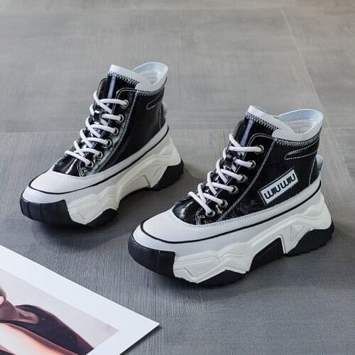 Okkdey High-top leather womens shoes 2020 new breathable and comfortable thick-soled winter plus velvet fashion womens shoes