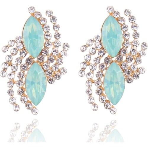 LUBOV Japan Korea Exaggerated Fireworks Design Full Rhinestone Crystal Big Flower Ball Stud Earrings For Women Elegant Oorbellen