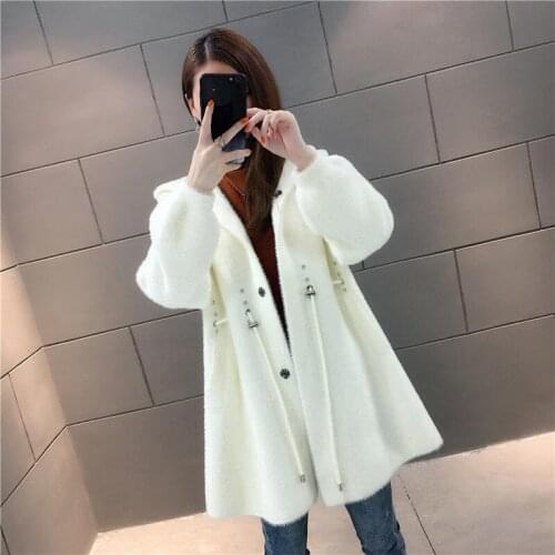 Woolen Jacket Women Coats New 2021 Woolen Coat Women Jackets Long Slim Thick Warm Hooded Pakra Female Pakras Black