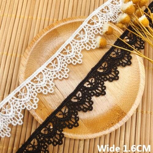 1.6CM Wide White Black Cotton Embroidery Ribbon Guipure Lace Applique Collar Trim DIY Crafts Home Sofa Sewing Patchwork Material
