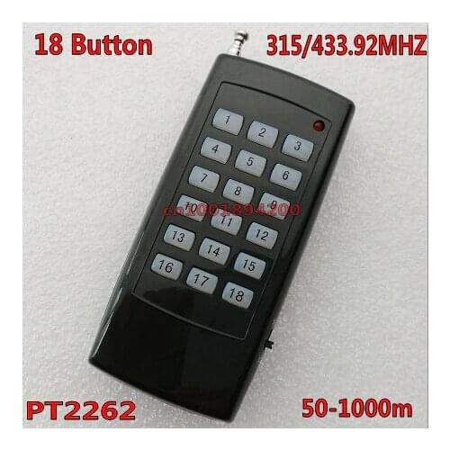 18 CH Channel Remote Control Transmitter 18 Key PT2262 RF ASK Wireless TX 315/433.92MHZ with Power Switch Remote battery case