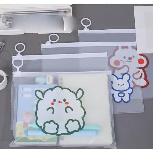 24 pcs/lot Cartoon Panda Sheep Hamster Rabbit Ring Pencil case pen bag Document Bags office school supply stationery gift