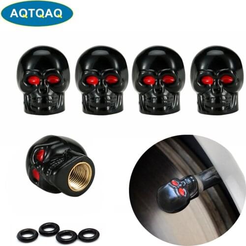 4Pcs/Set Car Skull Style Antirust Copper Core Motorcycle Bike Car Wheel Tyre Tires Valve Stem Caps Universal Tire Cap