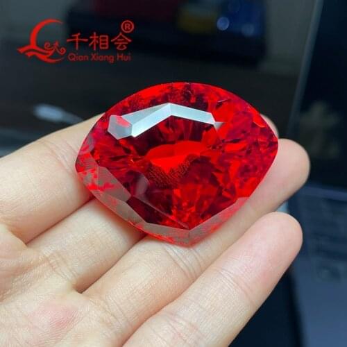 483.5ct 39.8*50mm red color fan shape The centenary diamon d cubic zirconia loose stone cz stone