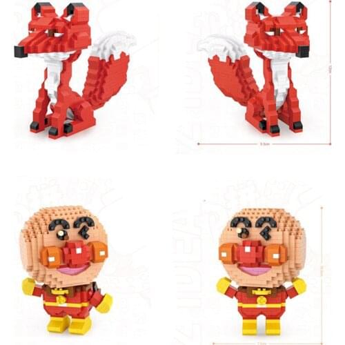 790pcs+ LOZ Micro Blocks Diamond Brick Anpanman Red Fox Cartoon Character Anime Action Figures DIY Assembly Toys Model Gift 9227