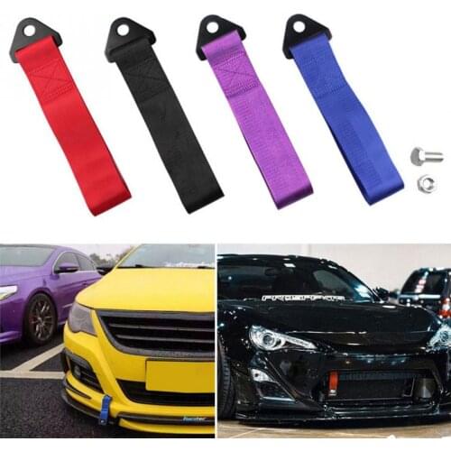 8-12MM Car Towing Hook High Strength Tow Strap Set Red Racing Sports For Vehicle Front Rear Bumper