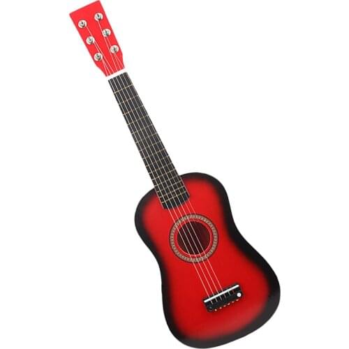 23 Inch Folk Acoustic Guitar Music Instrument Mini Guitar For Beginner Children Music Lover Guitar(Black/Red)