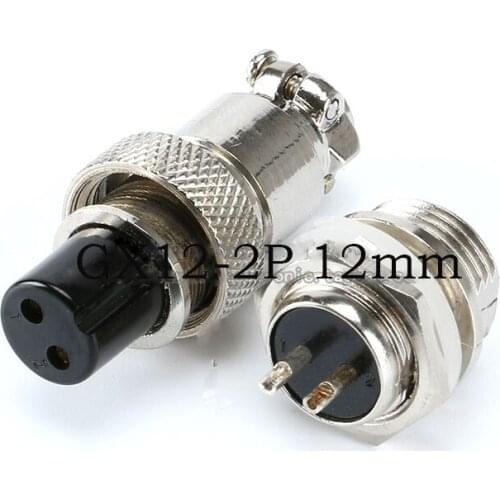 Free shipping 10pc GX12-2P 12mm RS765 Socket+Plug Aviation plug interface 2 Core Wire Panel Connector kit 2p GX12-2