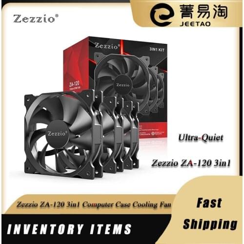 Zezzio ZA-120 3in1 Computer Case Cooling Fan Ultra-Quiet 12cm 3PIN and molex port Computer Case silence Cooling fan