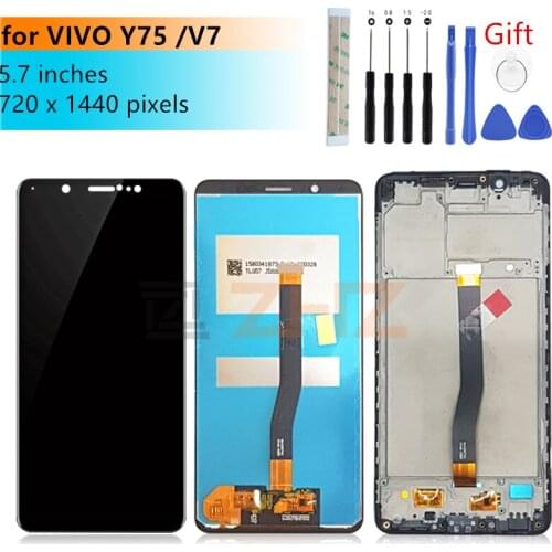 For vivo Y75 /V7 LCD display touch screen LCD digitizer assembly with frame y75 screen replacement v7 display repair parts