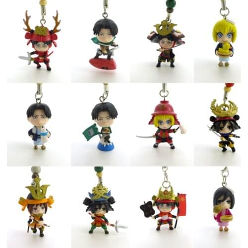 Bandai Anime Attack on Titan Levi Ackerman Action Toy Figures Pendant Key Chain Figure Collections Gifts