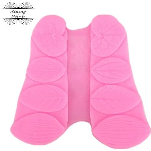 Doinb Four Kinds of Leaf Clamping Mold Shapes Silica Gum Mold Cake Decoration Tool Candy Chocolate Fudge Mold