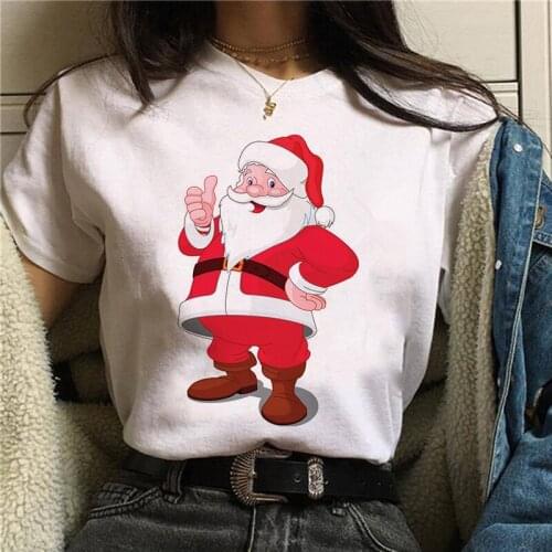 New kawaii reindeer t shirt women fashion Christmas Harajuku Short Sleeve t-shirt White Suitable all seasons Tshirt Tops clothes