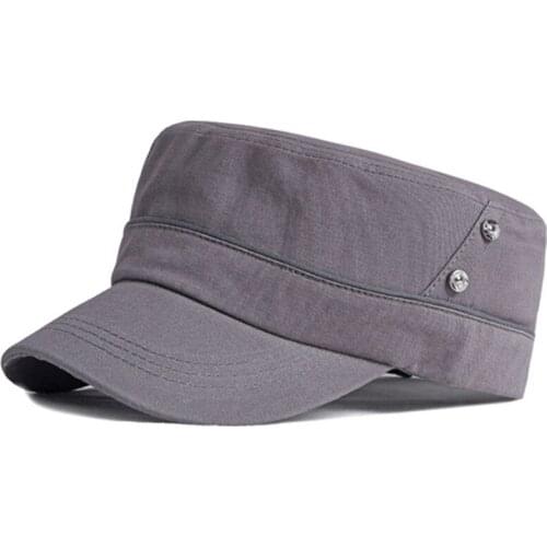 Adjustable Size Mens Cotton Military Hats Black Cap Snapback Cap Men Flat Cap Navy Hat Gorra Militar Casual Fashion Sports Caps