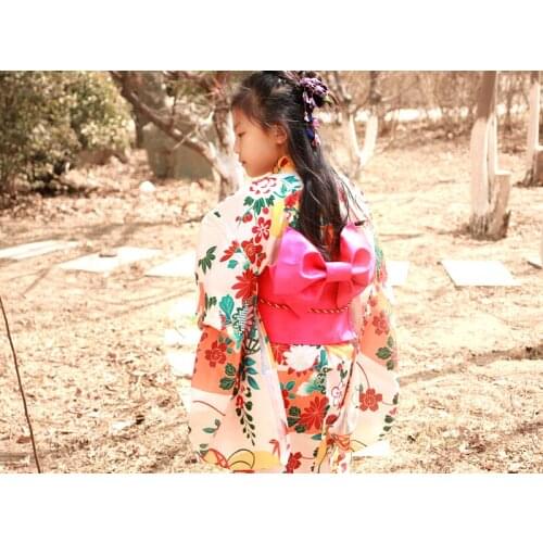2019 new novelty blue floral child party dress japanese baby girl kimono children vintage yukata kid girl cospaly costume