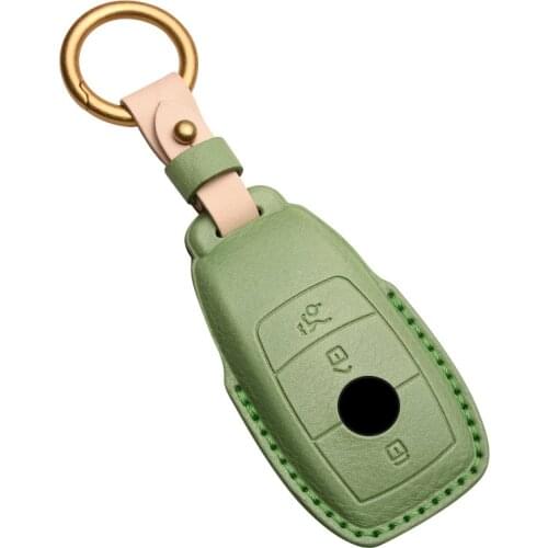 Leather Car Key Case Car Remote Key Fob Shell Cover Case for Mercedes-Benz E-class E200L/E300L/C260L/C180 GLC A200