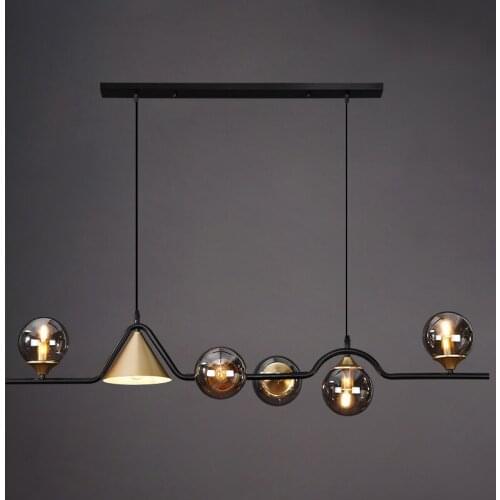 Nordic Creative LED Chandelier Kitchen Island Glass Ball Long Pendant Lamp Living Dining Room Study Bar Lighting Hanging Fixture