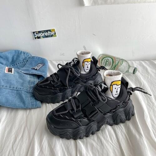 Chunky Sneakers For Women Mesh Designers Platform Fashion Vulcanized Shoes Woman Black Casual Shoes 2020 Running Trainers Female