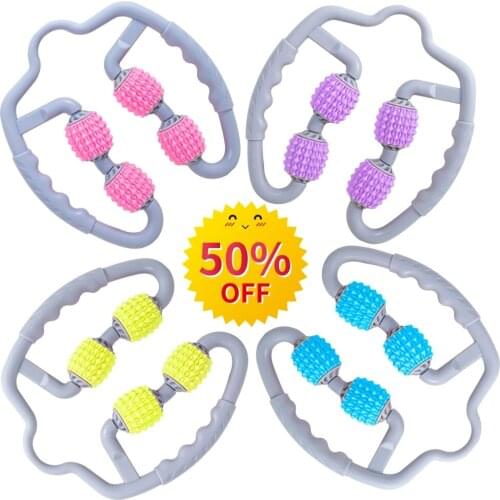 4 Wheel U Shape Trigger Point Massager Roller 360 Muscle Massager For Leg Neck Arm Muscle Pain Relief Yoga Pilates