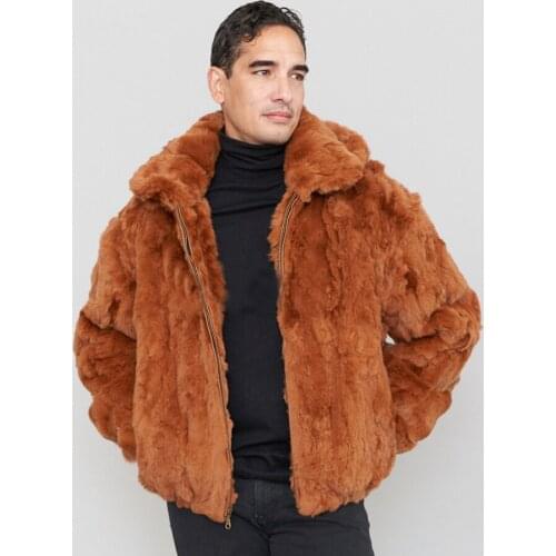 Fur Coat Men Rabbit Fur Jacket Winter Warm Fully Fur Lined Hood Bomber Style Jacket Detachable Hood 2021 New Arrival