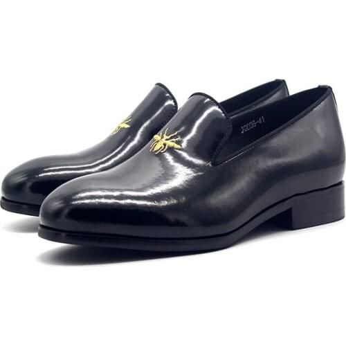 New arrival black fashion handmade men shoes slip on bee casual shoes loafers business shoes for men