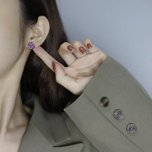 6 Pairs Colorful Drusy Resin Cabochon Stud Earrings Round Shape Piercing for Women Earrings Set Fashion Jewelry Party Gift