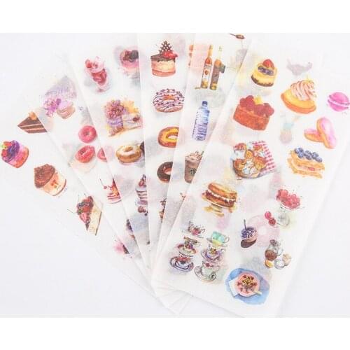 6Sheets/Set Dessert House Creative Decoration Scrapbooking Stickers Transparent PVC Stationery Planner Stickers
