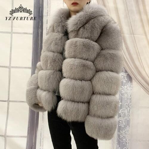 New Fashion Real Fox Fur Coats Women Winter Stand Collar Natural Fox Fur Jacket Outwear Luxury Thick Warm Coat