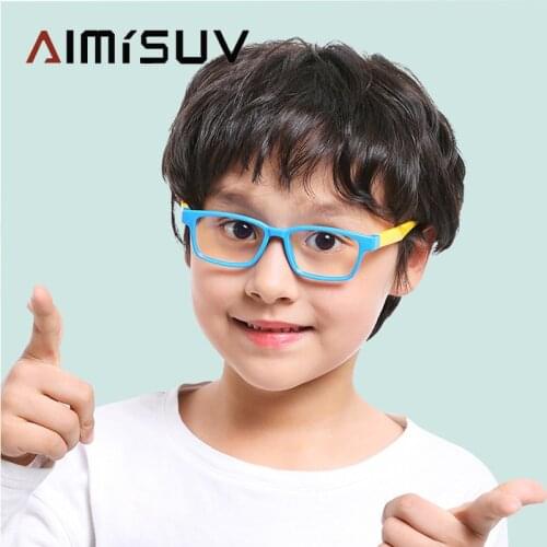 AIMISUV Ultralight TR90 Flexible Blue Light Blocking Glasses Kids 2020 Square Computer Gaming Optics Clear Glasses Child UV400