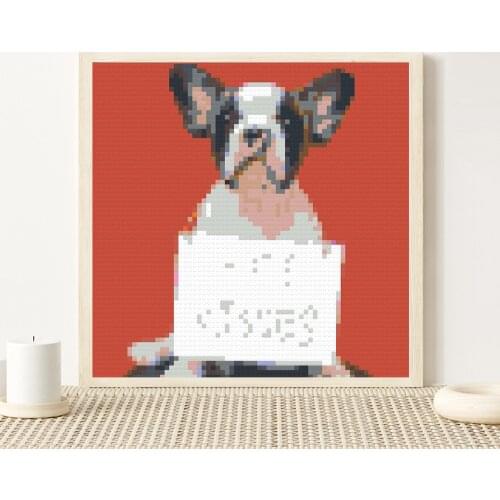 Pixel Art Mosaic Building Block Painting Animal BullDog 4800 PCS Photo Custom DIY Montessori Kids Toys Home Decor Friends Gifts