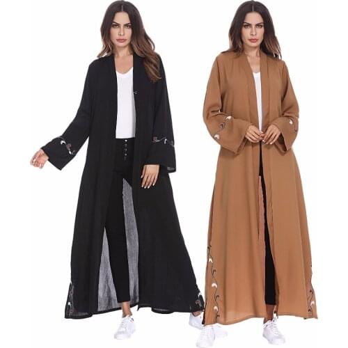 Muslim Abaya Maxi Dress Embroidery Cardigan Elegant Kimono Long Robe Gowns Jubah Middle East Arab Dubai Ramadan Islamic Clothing