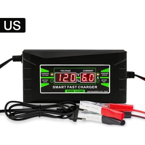 Fully Automatic Car Battery Charger 150V-250V For 12V 6A Intelligent Fast Charging Power Suitable For Motorcycle Car With EU