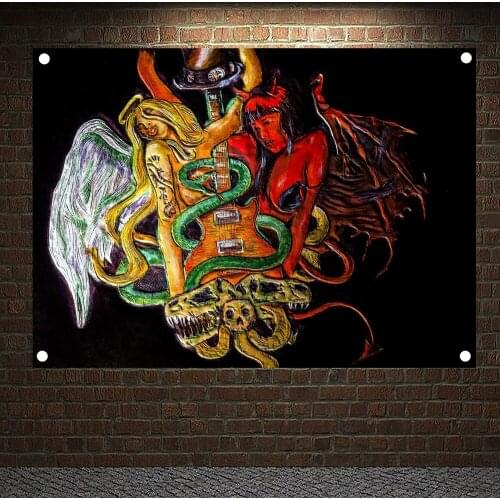 Rock Band Heavy Metal Music Posters Retro Loft Cloth Art Flag Banner Wall Hanging Tapestry Bedroom Dormitory Home Decoration L1