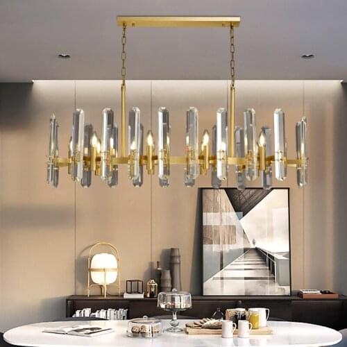 Postmodern light luxury chandelier restaurant study simple modern villa dining room long bar designer crystal chandelier