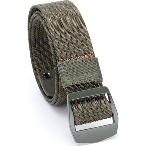 TJ-Tianjun Hot Style Canvas Belt Mens Youth Line Leisure Simple Smooth Button Tactical Military Training Nylon Mens Belt C007