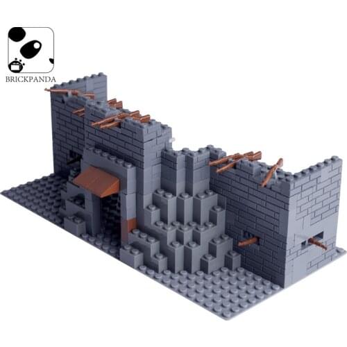 MOC WW2 Ruins Building Blocks Army SWAT Soldier Figures Parts Weapons City Police Accessories Brick Set Military Toy for Boys