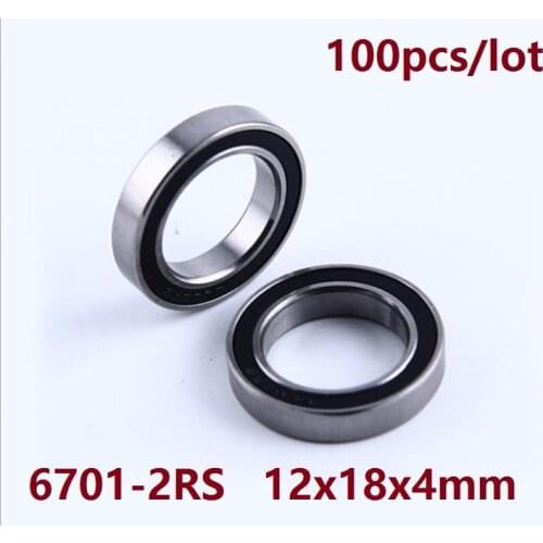 100pcs/lot 6701RS 6701-2RS 6701 RS 2RS ball bearing 12*18*4mm Deep Groove Ball Bearing 12x18x4mm